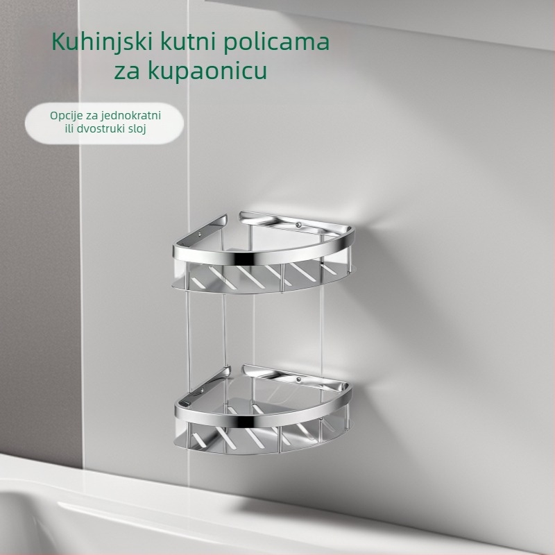 Weishunda trokutasta kupaonska polica od aluminijske legure – oksidirana površina, Model 01, nosivost 10 kg, jednostruka/dvostruka