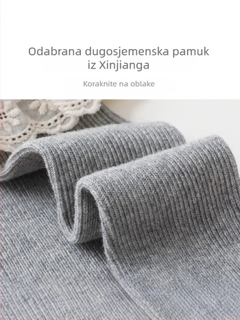 Dječje pamukaste čarape s Jacquard čipkom, dugi lem, proljeće-jesen, prozračne i upijajuće znoj.