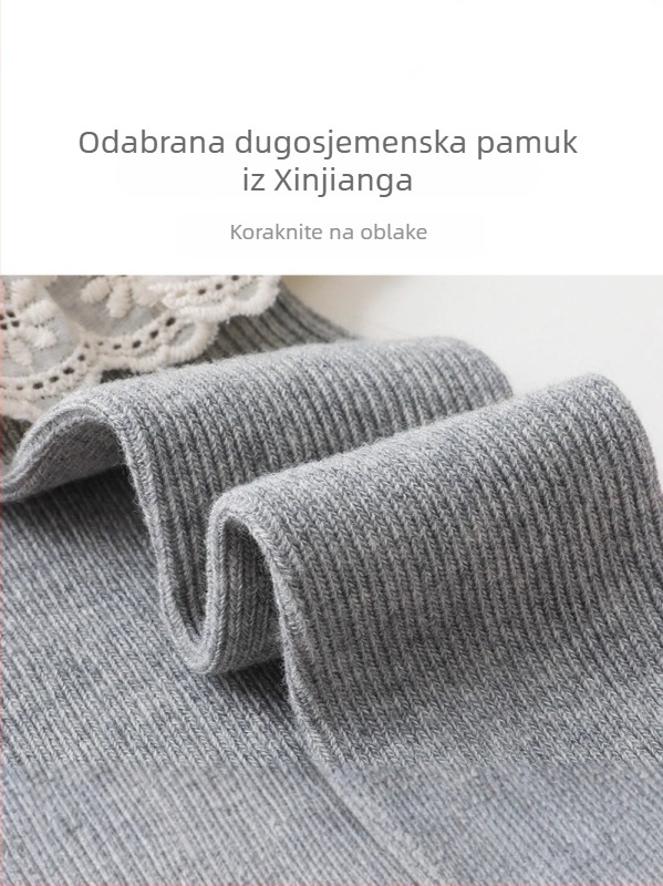 Dječje pamukaste čarape s Jacquard čipkom, dugi lem, proljeće-jesen, prozračne i upijajuće znoj.