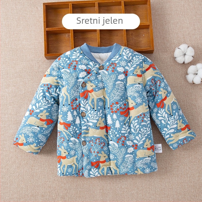 Dječja pamučna jakna bez kapuljače, unisex, korejskog stila, zimska; punilo ≥96% pamuka, podstava 100% pamuk, vanjski materijal 100% pamuk