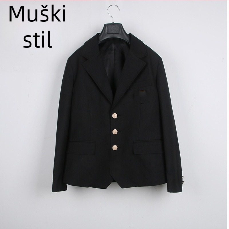 CAMPURE ženski mali sako-kostim, poliester, rever, dugi rukavi, školski stil