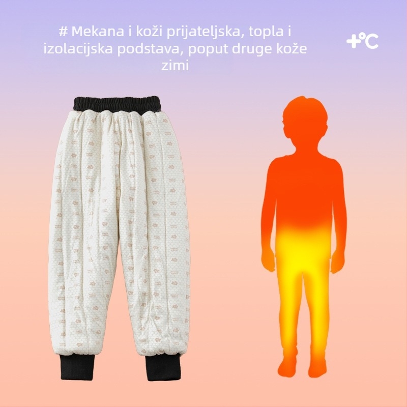 Dječje zimske hlače s fleec podstavom, pamuk–poliester mješavina, unisex, srednji pojas, elastični pojas