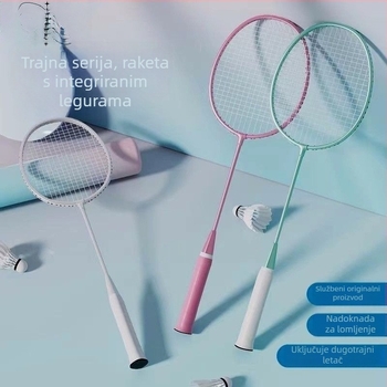 Set badminton raketa, izdržljiv i visoke elastičnosti, ultralagan all-in-one dizajn, pogodan za učenike, odrasle i parove — okvir: legura željeza; najlon: najlon; tvrdoća rakete: umjerena