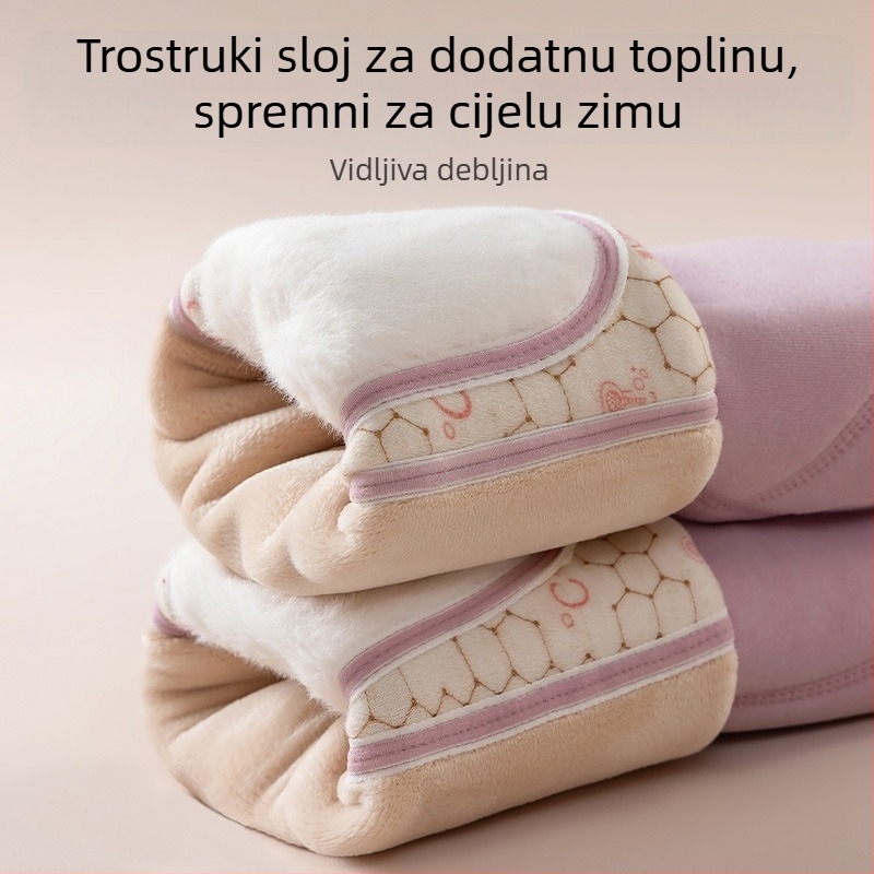 Dječje hlače s flis podstavom, visokim pojasom, za jesen-zimu, Derong tkanina, poliester 50–70%