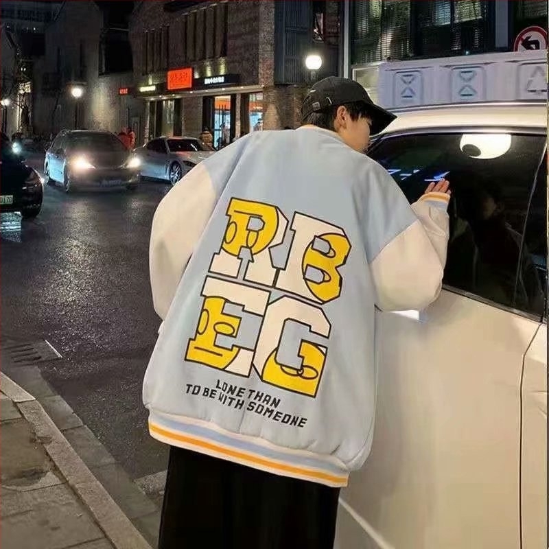 Jakna s printom, opuštena silueta, stojeći ovratnik, dugi rukavi, mješavina pamuka i poliestera