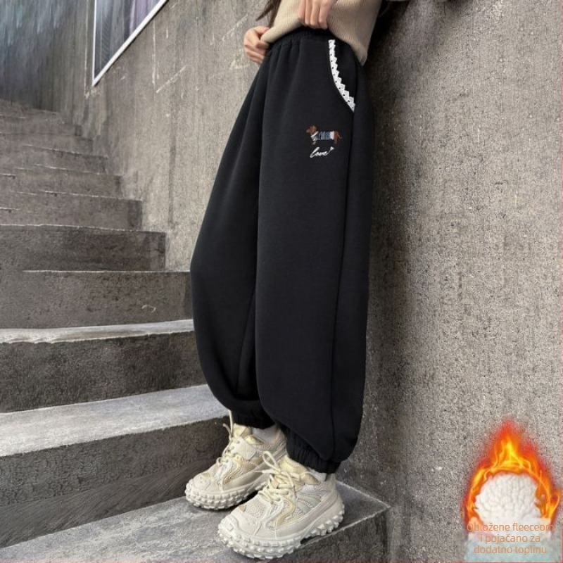 Dječje harém hlače, korejskog stila, 90% poliester, mekan dodir tkanine, visokim strukom, za djecu stariju od 8 godina (≥140 cm)