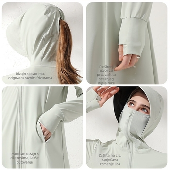 Vanjska jakna s kapuljom, Ice Silk tkanina, UV zaštita 99%, prozračna i brzo sušeća