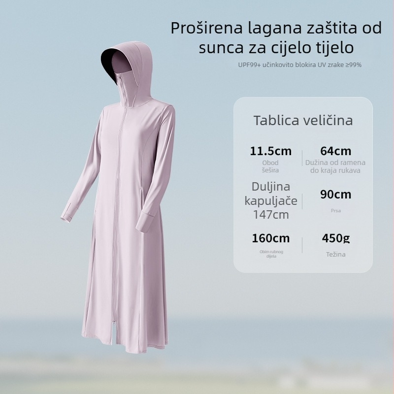 Vanjska jakna s kapuljom, Ice Silk tkanina, UV zaštita 99%, prozračna i brzo sušeća