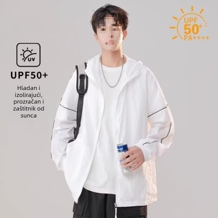 Jakna s kapuljačom za zaštitu od sunca, izuzetno tanki poliester, ljeto, zatvarač, uski kroj