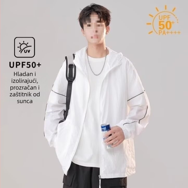 Jakna s kapuljačom za zaštitu od sunca, izuzetno tanki poliester, ljeto, zatvarač, uski kroj