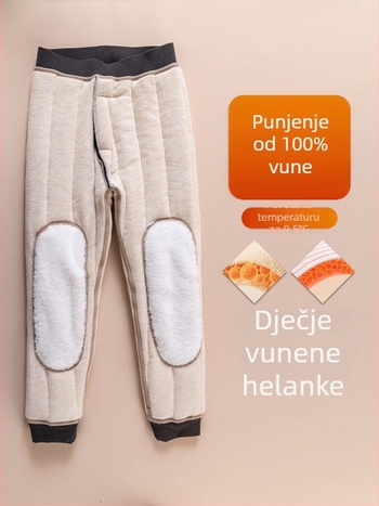 Dječje hlače od flece, debelo tople – visok pas; zima; za djecu 8+ godina (140 cm+); vanjska tkanina: 95% poliester, 5% elastan; punilo: 90% poliester, 10% vuna