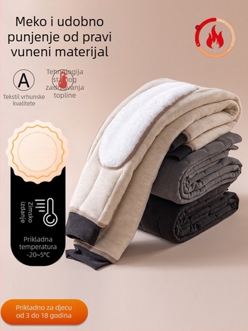 Dječje hlače od flece, debelo tople – visok pas; zima; za djecu 8+ godina (140 cm+); vanjska tkanina: 95% poliester, 5% elastan; punilo: 90% poliester, 10% vuna