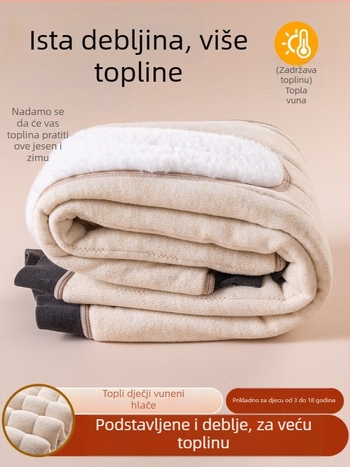 Dječje hlače od flece, debelo tople – visok pas; zima; za djecu 8+ godina (140 cm+); vanjska tkanina: 95% poliester, 5% elastan; punilo: 90% poliester, 10% vuna