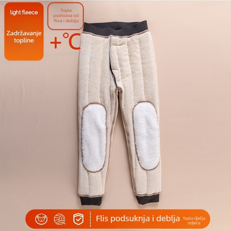 Dječje hlače od flece, debelo tople – visok pas; zima; za djecu 8+ godina (140 cm+); vanjska tkanina: 95% poliester, 5% elastan; punilo: 90% poliester, 10% vuna