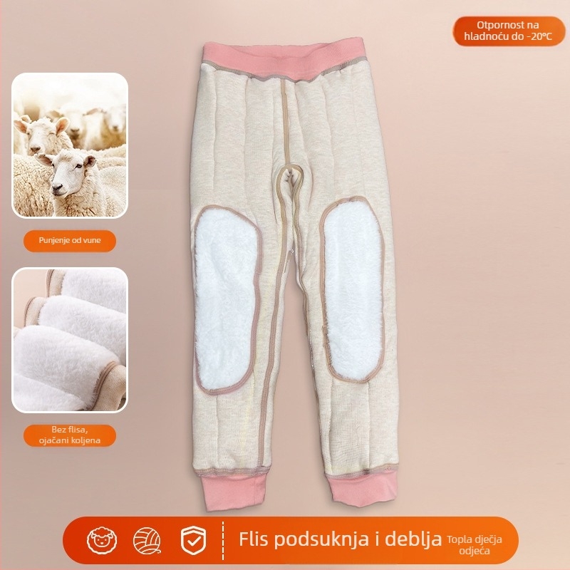 Dječje hlače od flece, debelo tople – visok pas; zima; za djecu 8+ godina (140 cm+); vanjska tkanina: 95% poliester, 5% elastan; punilo: 90% poliester, 10% vuna