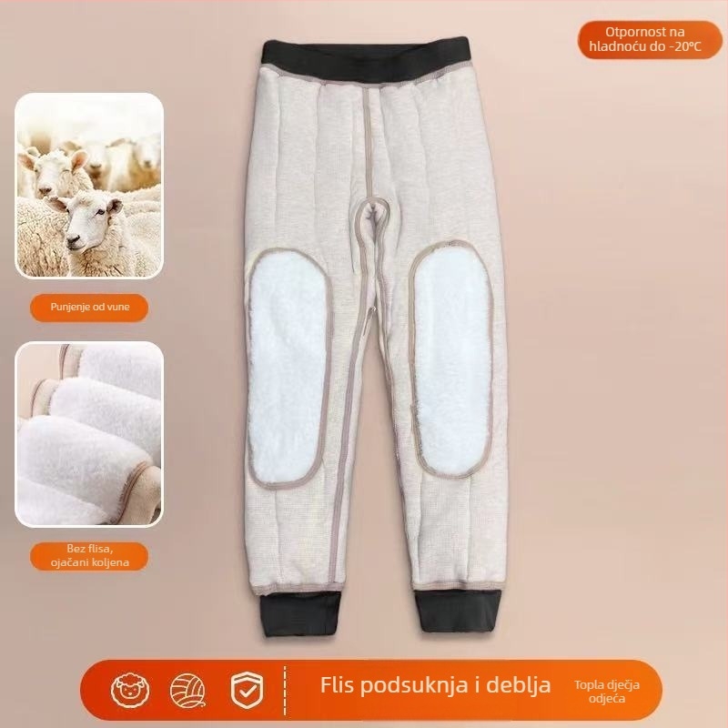 Dječje hlače od flece, debelo tople – visok pas; zima; za djecu 8+ godina (140 cm+); vanjska tkanina: 95% poliester, 5% elastan; punilo: 90% poliester, 10% vuna