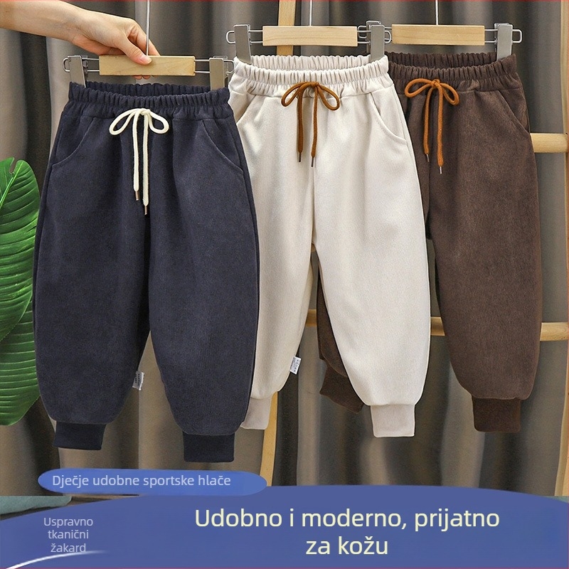 Dječje hlače u korejskom stilu, casual hlače s srednjim riseom i elastičnim pojasom, 100% poliester, za djecu 3-8 godina, proljeće, jesen, zima