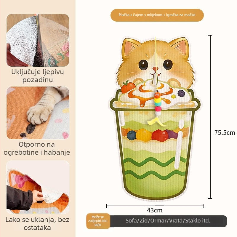 Beifu zidna naljepnica za grebanje mačaka, filc materijal, crtani stil, šifra proizvoda 2211, pakiranje 100 komada