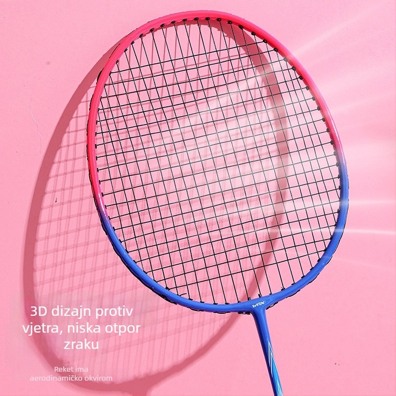 Set reketa za badminton – 2 komada sa futrolom, okvir od željezne zliatine, težina 95–100 g, držač G3, srednja tvrdoća osovine