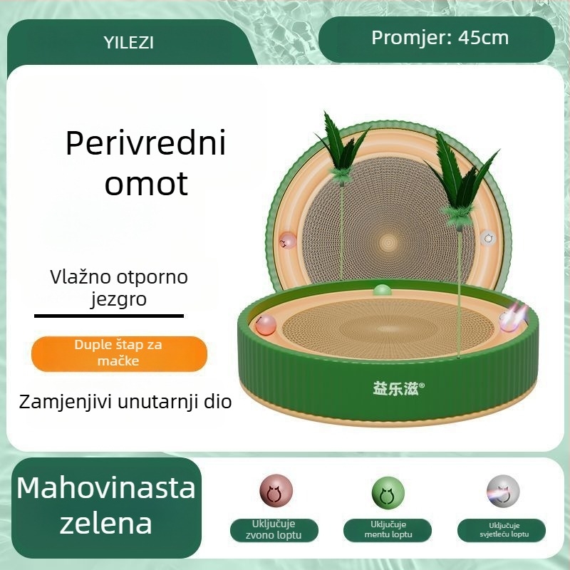 Okrugla ploča za grebanje mačaka – otporna na grebanje, otporna na habanje, bez dlaka, sladak stil