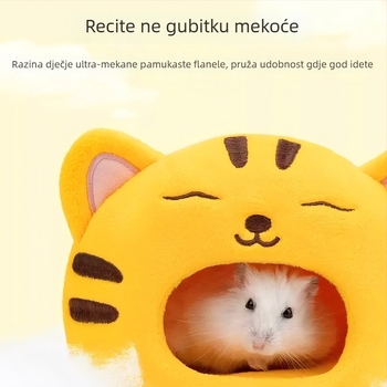 Hamsterovo gnijezdo u karikaturalnom stilu, zimsko grijanje, unutarnje sklonište, oblik nalik vanzemaljcu, za odmor i skrivanje