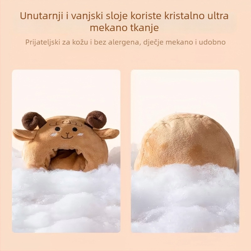 Hamsterovo gnijezdo u karikaturalnom stilu, zimsko grijanje, unutarnje sklonište, oblik nalik vanzemaljcu, za odmor i skrivanje