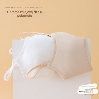 Dječja pamukasta grudnjica u stilu veste, pune košarice, tanke oblikovane košarice, fiksni dvostruki naramenice, prozračna i udobna