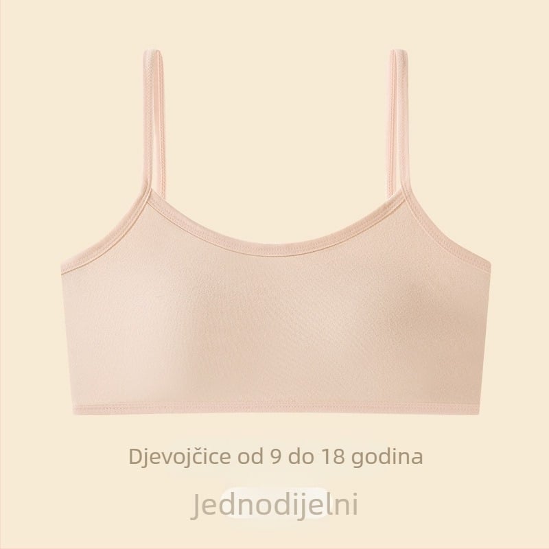 Dječja pamukasta grudnjica u stilu veste, pune košarice, tanke oblikovane košarice, fiksni dvostruki naramenice, prozračna i udobna