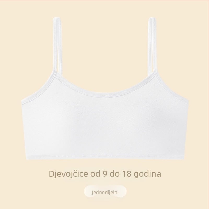 Dječja pamukasta grudnjica u stilu veste, pune košarice, tanke oblikovane košarice, fiksni dvostruki naramenice, prozračna i udobna