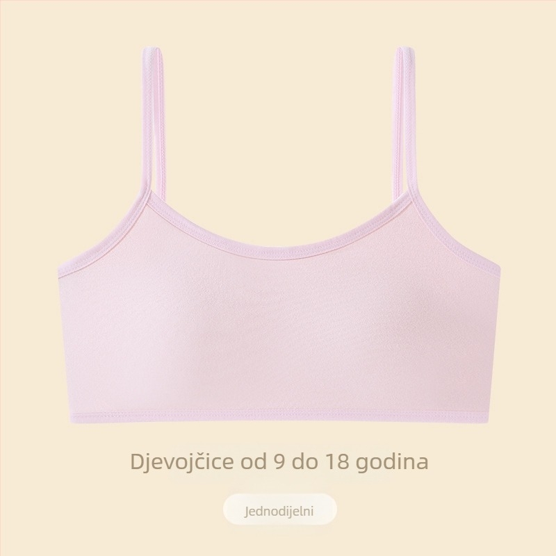 Dječja pamukasta grudnjica u stilu veste, pune košarice, tanke oblikovane košarice, fiksni dvostruki naramenice, prozračna i udobna