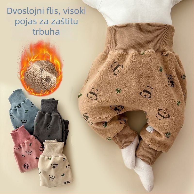 Dječje zimske hlače s flis unutrašnjosti, korejskog stila, 85% pamuka, za uzrast 1–3 godine