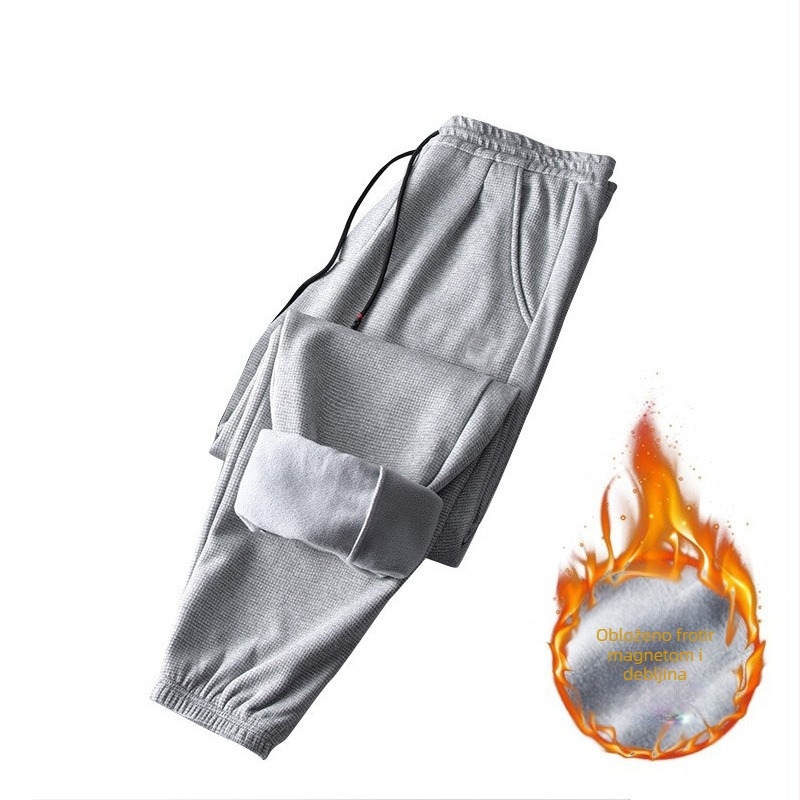 Casual hlače s vafl teksturom, dužina do gležnja, srednji pojas, slobodan kroj, poliester tkanina