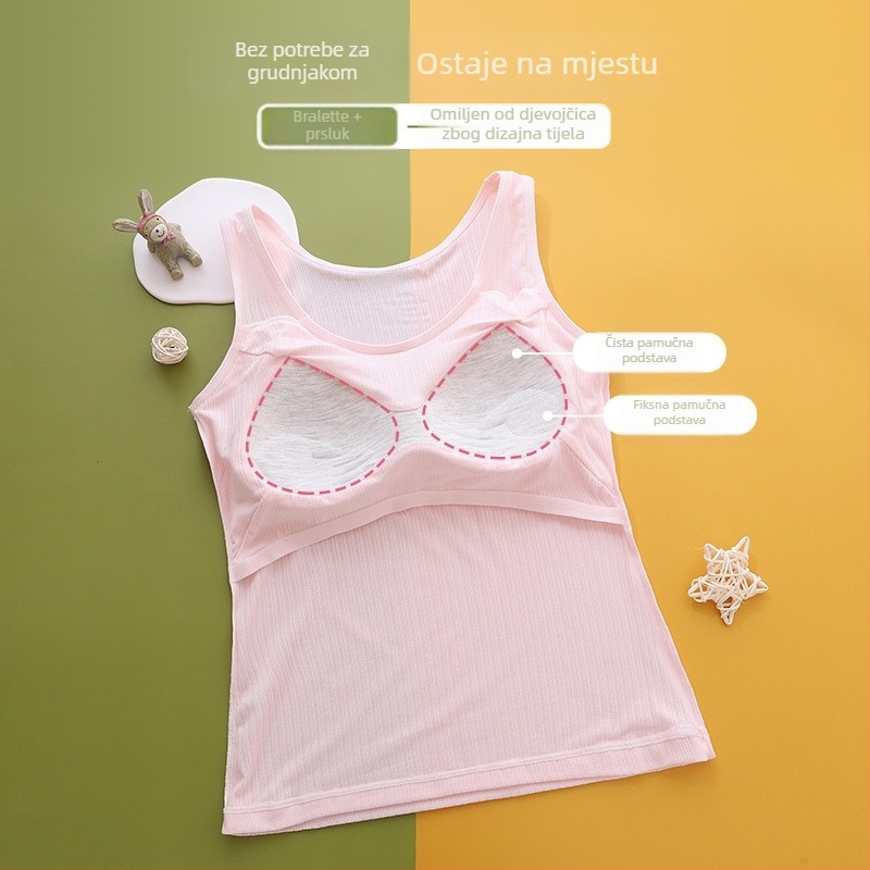 Dugi potkošuljak za djevojčice u razdoblju rasta – gimnazija i srednja škola, viskozna tkanina, puni čašak, tanak oblikovan oblik, stražnje kopčanje s tri reda kukica i očiju, ramena tipa Y, pogodan za sve sezone