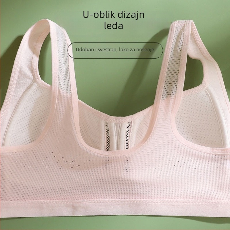 Športski grudnjak-vest za tinejdžerice (12–15) – najlon, podstava od pamuka 90–95%, puni košarica s ultratankim oblikovnim košarom, čvrsti dvostruki kaiševi, prozračan