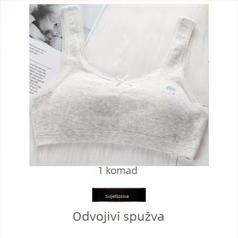 Trening grudnjak za djevojčice gimnazije, glavna tkanina pamuk 72%, kupa 1/2, tanak kalup od spužve, fiksne dvostruke naramenice, prozračan i udoban
