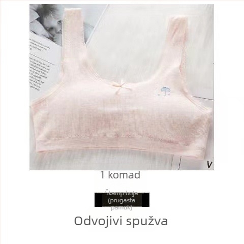 Trening grudnjak za djevojčice gimnazije, glavna tkanina pamuk 72%, kupa 1/2, tanak kalup od spužve, fiksne dvostruke naramenice, prozračan i udoban