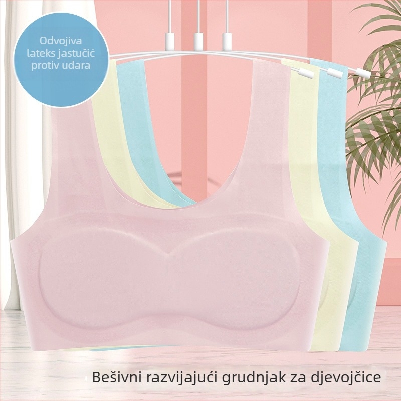 Vesta za djevojčice rastućeg tipa, bez žica, latexne košarice, prozračni najlon, fiksni naramenice, za uzrast 9–13 godina