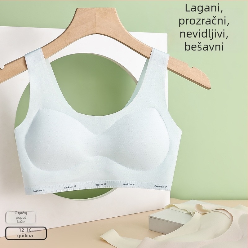 Deluni Djevojčice Sportski grudnjak u stilu veste Stage 2, glavni materijal Nylon 70–80%, podstava Spandex <30%, pune čašice s tankim pjenastim uloškom, bez čeličnog obruča, fiksne dvostruke naramenice, prozračan i udoban