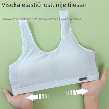 Djevojački grudnjak bez žice u stilu vestice sa mrežastim materijalom, košarice 3/4, najlon, fiksne dvostruke naramenice, prozračan