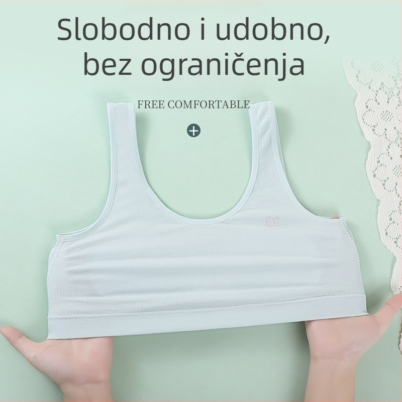 Ženski dječji bešuvni pamuk potkošulja – puna košarica, tanke oblikovane košarice, čvrste dvostruke naramenice, zaštita od izlaganja, za dob 9–13 godina