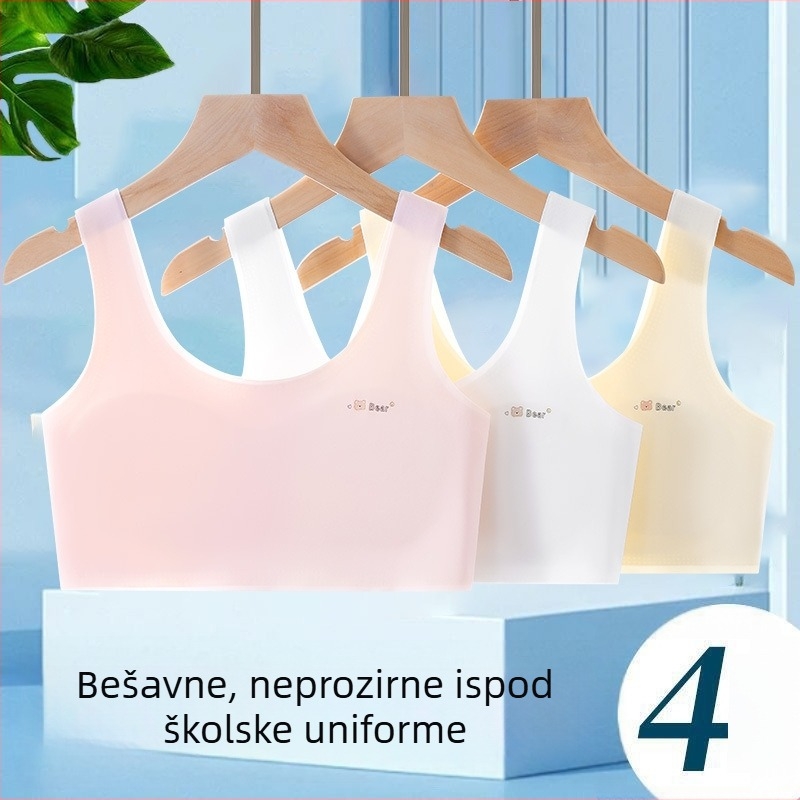 Dječji sportski grudnjak u stilu veste, najlon tkanina s podstavom od Spandex (<30%), puna košarica, ultra-tanki oblik šalice s pjenu, bez žice, fiksirane dvostruke naramenice, prozračan i udoban