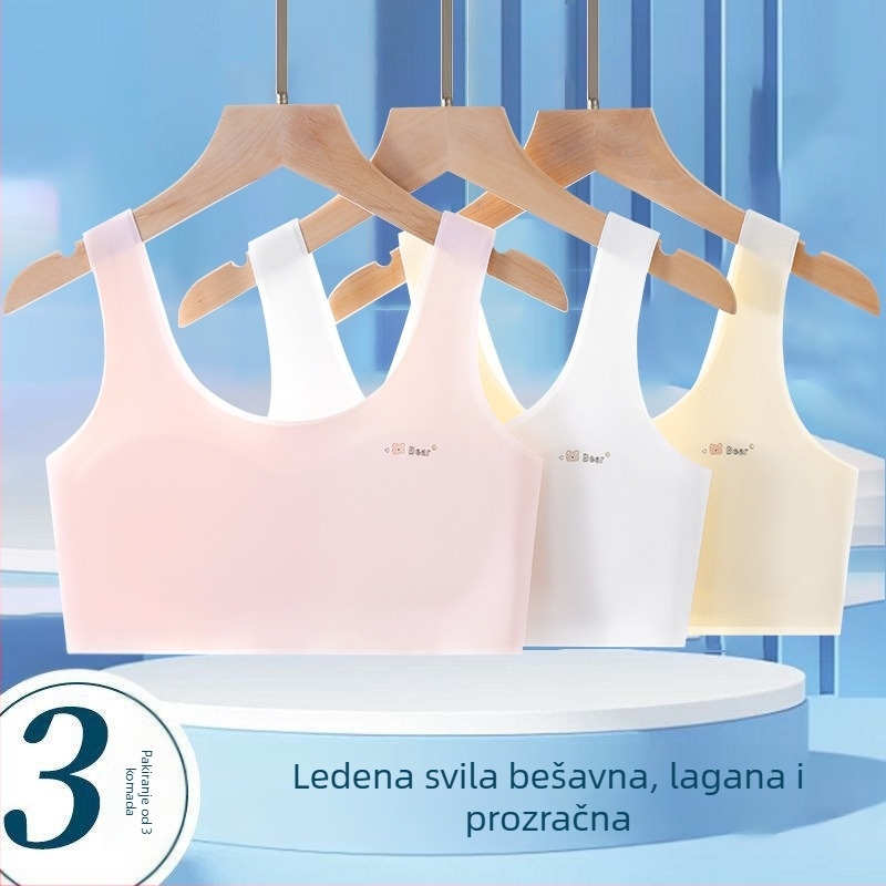 Dječji sportski grudnjak u stilu veste, najlon tkanina s podstavom od Spandex (<30%), puna košarica, ultra-tanki oblik šalice s pjenu, bez žice, fiksirane dvostruke naramenice, prozračan i udoban