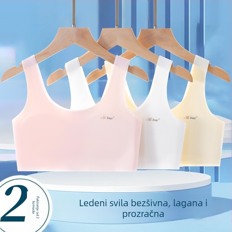 Dječji sportski grudnjak u stilu veste, najlon tkanina s podstavom od Spandex (<30%), puna košarica, ultra-tanki oblik šalice s pjenu, bez žice, fiksirane dvostruke naramenice, prozračan i udoban
