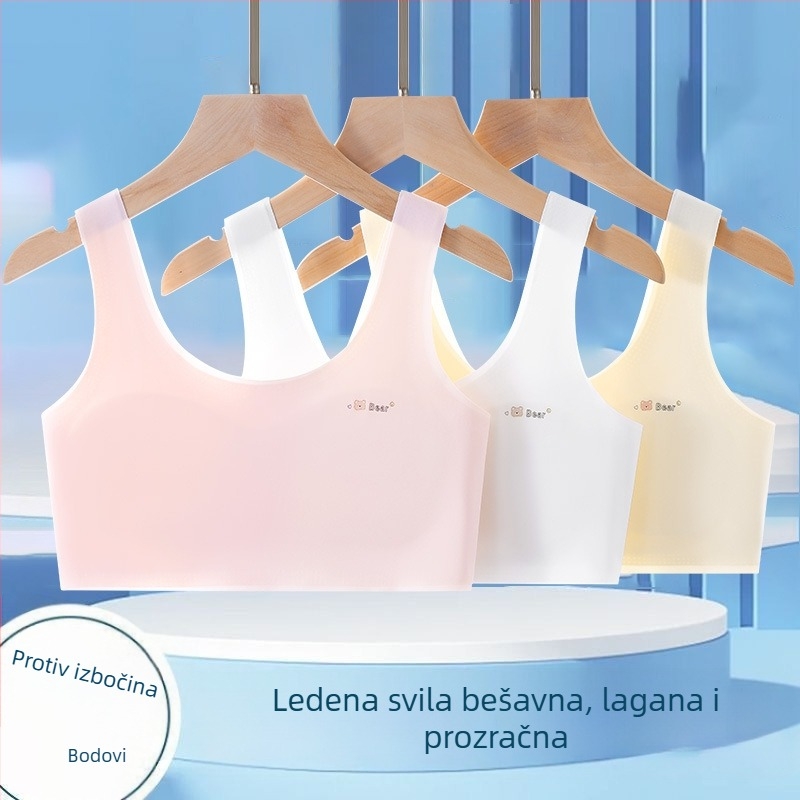 Dječji sportski grudnjak u stilu veste, najlon tkanina s podstavom od Spandex (<30%), puna košarica, ultra-tanki oblik šalice s pjenu, bez žice, fiksirane dvostruke naramenice, prozračan i udoban