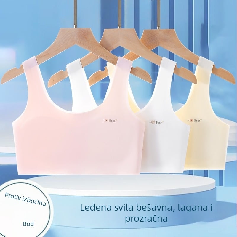 Dječji sportski grudnjak u stilu veste, najlon tkanina s podstavom od Spandex (<30%), puna košarica, ultra-tanki oblik šalice s pjenu, bez žice, fiksirane dvostruke naramenice, prozračan i udoban