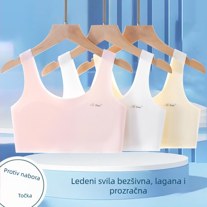 Dječji sportski grudnjak u stilu veste, najlon tkanina s podstavom od Spandex (<30%), puna košarica, ultra-tanki oblik šalice s pjenu, bez žice, fiksirane dvostruke naramenice, prozračan i udoban
