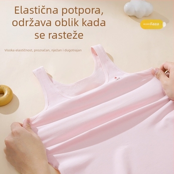 Pamuk tank-top za djevojčice za prvi stupanj razvoja, puni košarica, čvrste dvostruke naramenice