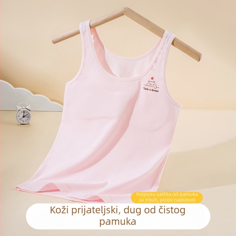 Pamuk tank-top za djevojčice za prvi stupanj razvoja, puni košarica, čvrste dvostruke naramenice