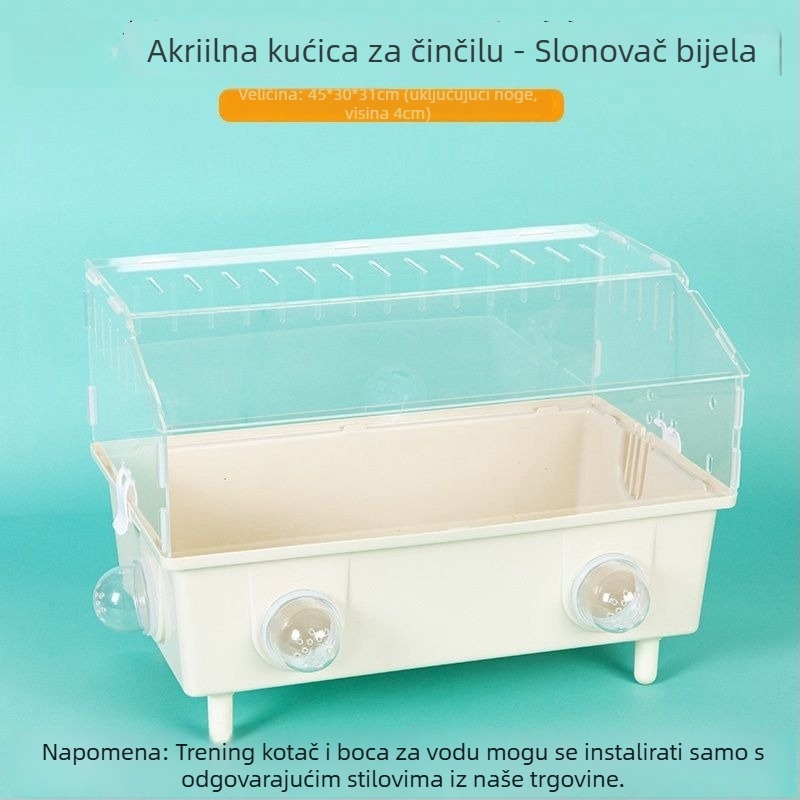 Kavez za hrčka – prozirna luksuzna vila s vanjskim tunelom, dizajn u obliku sira, plastični materijal, za unutarnju uporabu.