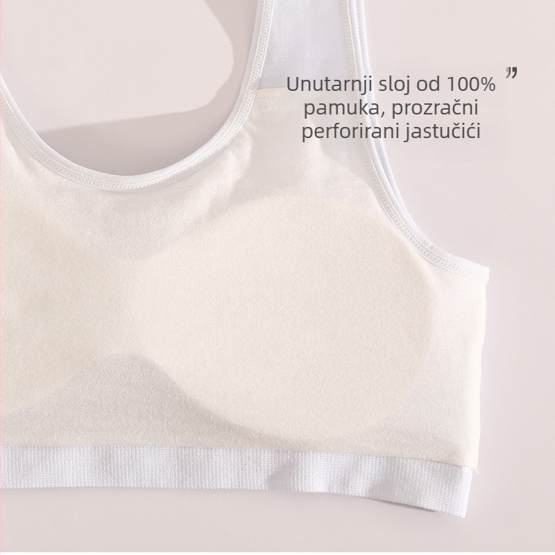Djevojački grudnjak u stilu veste, s punim košaricama i ultra-tankim oblikovanim košaricama, modalna tkanina s pamučnom podstavom, fiksne dvostruke naramenice, otisak, prozračan i udoban
